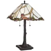 Robert Louis Tiffany Table Lamp 26 inch High Dark Bronze Cherry Blossom Stained Art Glass Shade
