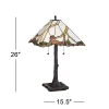 Robert Louis Tiffany Table Lamp 26 inch High Dark Bronze Cherry Blossom Stained Art Glass Shade