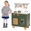 Robud Wooden Kids Kitchen Play Set With Ice Maker, Vintage Green, Ages 3+ - 21.65 x 11.65 x 31.5 in