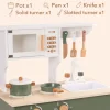 Robud Wooden Kids Kitchen Play Set With Ice Maker, Vintage Green, Ages 3+ - 21.65 x 11.65 x 31.5 in