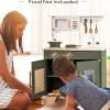 Robud Wooden Kids Kitchen Play Set With Ice Maker, Vintage Green, Ages 3+ - 21.65 x 11.65 x 31.5 in