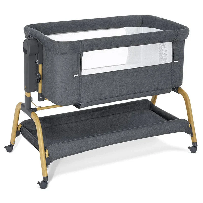 Rocking Bedside Sleeper Bassinet With Adjustable Height, Wheels And Mattress