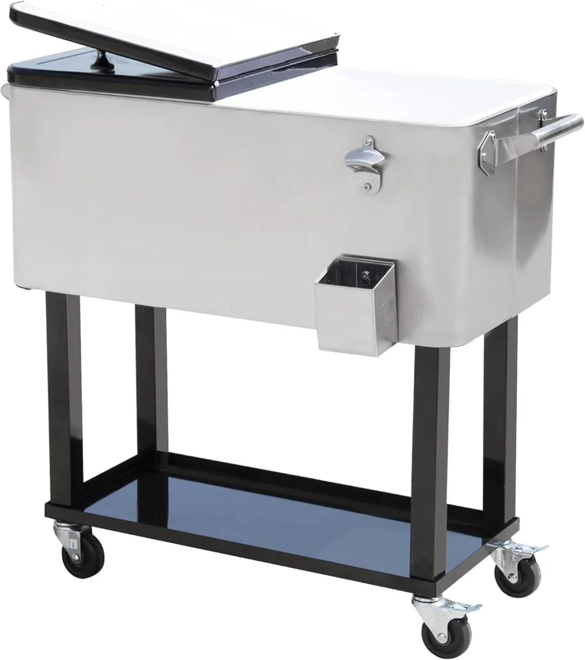 Rolling Patio Cooler 80 Quart Steel - Silver