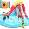 ROOJER Inflatable Water Slide Bounce House 8-in-1 With 450W Blower - Crocodile Water Park