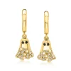 Ross-Simons Opal and .20 ct. t.w. White Topaz Ghost Drop Earrings With Black Enamel in 18kt Gold Over Sterling, Women's,