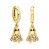 Ross-Simons Opal and .20 ct. t.w. White Topaz Ghost Drop Earrings With Black Enamel in 18kt Gold Over Sterling, Women's,