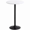 Round Bar-Height Bistro Pub Table With Metal Base And MDF Top, 23.8 x 23.8 x 39.5 Inch