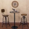 Round Bar-Height Bistro Pub Table With Metal Base And MDF Top, 23.8 x 23.8 x 39.5 Inch