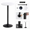 Round Bar-Height Bistro Pub Table With Metal Base And MDF Top, 23.8 x 23.8 x 39.5 Inch