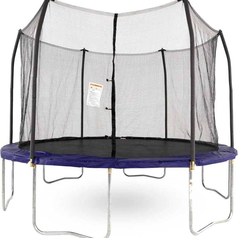 Round Trampoline With Enclosure And Spring Pad, 12-Foot, Blue