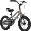 Royalbaby Freestyle 7 Kids' Bike 14 Inch Gray - Dual Handbrakes, Kickstand, Water Bottle, Ages 3-5