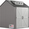 Rubbermaid Resin Outdoor Storage Shed With Floor, 7 x 7 Ft, Gray