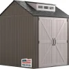 Rubbermaid Resin Outdoor Storage Shed With Floor, 7 x 7 Ft, Gray