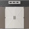 Rubbermaid Resin Outdoor Storage Shed With Floor, 7 x 7 Ft, Gray