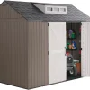 Rubbermaid Resin Outdoor Storage Shed With Floor, 7 x 7 Ft, Gray