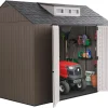 Rubbermaid Resin Outdoor Storage Shed With Floor, 7 x 7 Ft, Gray