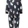 RUINIXCW Family Matching Halloween Ghost Pajama Set Black Long Sleeve Sleepwear for Trick or Treat Party Holiday Photos