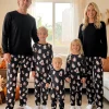 RUINIXCW Family Matching Halloween Ghost Pajama Set Black Long Sleeve Sleepwear for Trick or Treat Party Holiday Photos