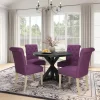 Rustic Wooden 5-Piece Dining Set With Round Cross-Buck Pedestal Table And 4 Tufted Upholstered Chairs - 47.25 x 47.25 x