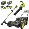 Ryobi 40V Brushless 20 in Self-Propelled Lawn Mower, Trimmer And Blower Kit With Dual Batteries And Chargers - RY401120-