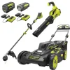 Ryobi 40V Brushless 20 in Self-Propelled Lawn Mower, Trimmer And Blower Kit With Dual Batteries And Chargers - RY401120-