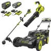 RYOBI 40V Brushless 20 in Self-Propelled Mower, String Trimmer & Leaf Blower Kit With 2 Batteries, 2 Chargers - RY401120