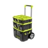 RYOBI LINK Modular Tool Storage Set, Rolling, Medium And Standard Tool Boxes, Green - STM201 STM102 STM101