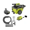 RYOBI ONE+ 18V Cordless 6 Gal Wet/Dry Vacuum Kit With 4.0 Ah Battery And Charger - P770KN