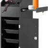 Salon Rolling Storage Cart With 4 Drawers, 3 Hair Dryer Holders And Side Tray - Black