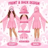 Satmonnus Pink Glitter Ghost Halloween Costume for G'irls, Hooded Ghost Costume Dress with Mask, Spooky Horror Halloween