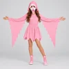 Satmonnus Pink Glitter Ghost Halloween Costume for G'irls, Hooded Ghost Costume Dress with Mask, Spooky Horror Halloween