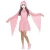 Satmonnus Pink Glitter Ghost Halloween Costume for G'irls, Hooded Ghost Costume Dress with Mask, Spooky Horror Halloween