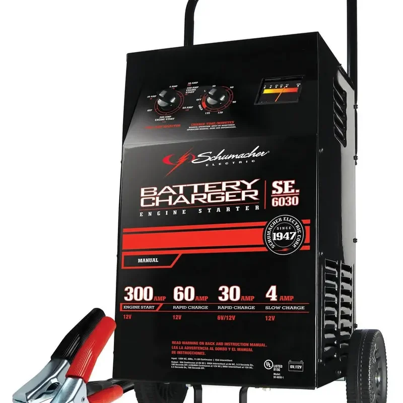 Schumacher 2-in-1 Battery Charger & Engine Starter, 6V/12V, 300 Crank Amps, 60 Amp Fast Charge - SC1446