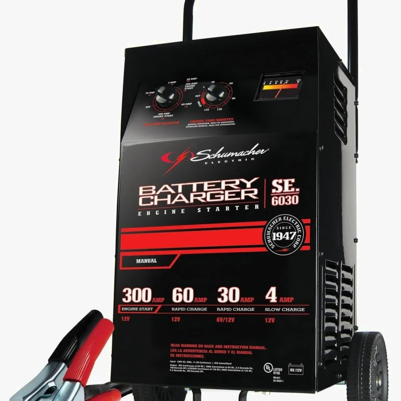 Schumacher Electric Wheeled Battery Charger And Engine Starter, 300 Crank Amps, 6 Volts, 12 Volts - SC1446