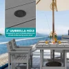 SERWALL 7-Piece HDPE Outdoor Dining Set With Umbrella Hole - Gray