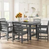 SERWALL 7-Piece HDPE Outdoor Dining Set With Umbrella Hole - Gray