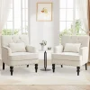Set Of 2 Button-Tufted Upholstered Accent Armchairs With Lumbar Support Pillows