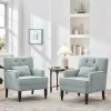 Set Of 2 Button-Tufted Upholstered Accent Armchairs With Lumbar Support Pillows