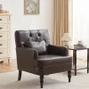 Set Of 2 Button-Tufted Upholstered Accent Armchairs With Lumbar Support Pillows