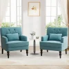 Set Of 2 Button-Tufted Upholstered Accent Armchairs With Lumbar Support Pillows
