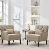 Set Of 2 Button-Tufted Upholstered Accent Armchairs With Lumbar Support Pillows