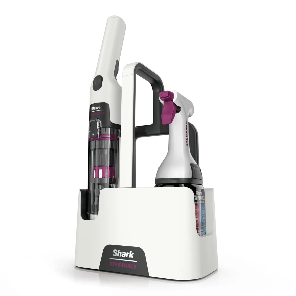 Shark Cordless Portable Spot, Stain, And Odor Remover System With Storage Caddy And Full-Size Cleaning Solution, White -