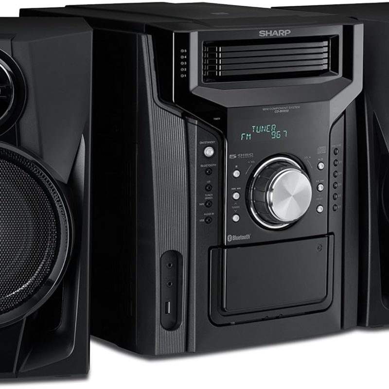 Sharp 240W 5-Disc Mini Shelf Speaker System With Cassette And Bluetooth - CD-BH950