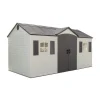 Lifetime Plastic Storage Shed, Side Entry, 15 ft. W x 8 ft. D, Gray/Beige - 6446