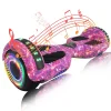 SIMATE 6.5in Self-Balancing Hoverboard With Bluetooth, LED Lights, Galaxy Purple - SIMATE Hoverboard