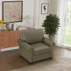 Single Seat Living Room Sofa Chair With Wood Legs, Grey Faux Leather