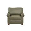Single Seat Living Room Sofa Chair With Wood Legs, Grey Faux Leather