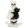 Skeleton and Cat Decoration, Black and White, 8.8", Halloween by Way To Celebrate