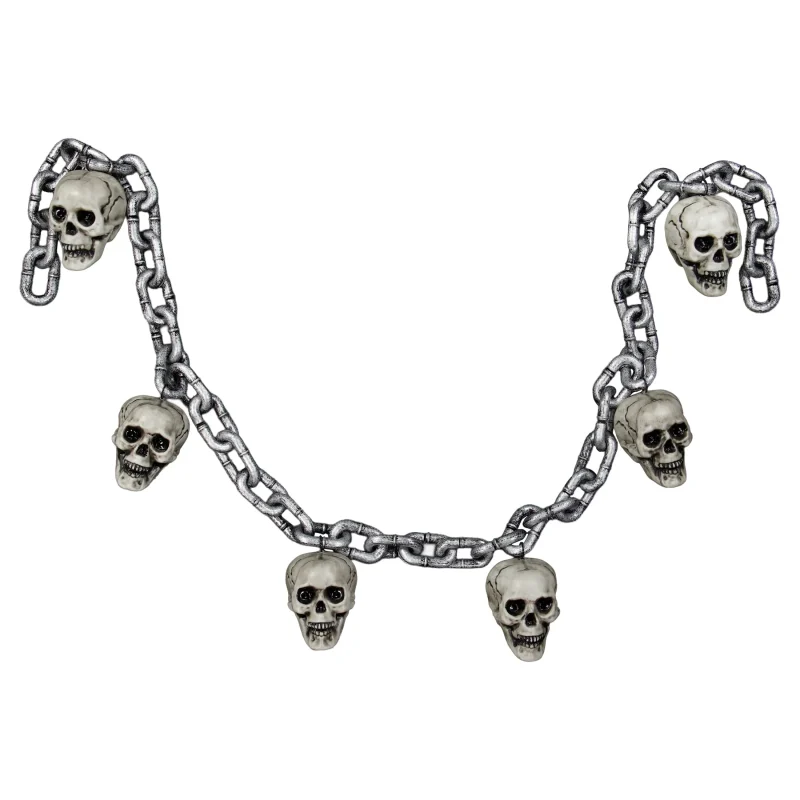 Skull Chain Decoration, Silver, 6', Halloween by Way To Celebrate
