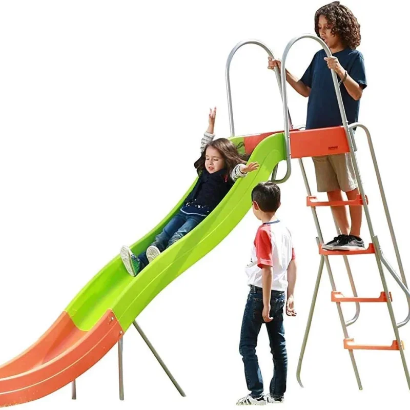 SLIDEWHIZZER Outdoor Playset Slide Climber, 10 ft, Orange Green - Kids Slide